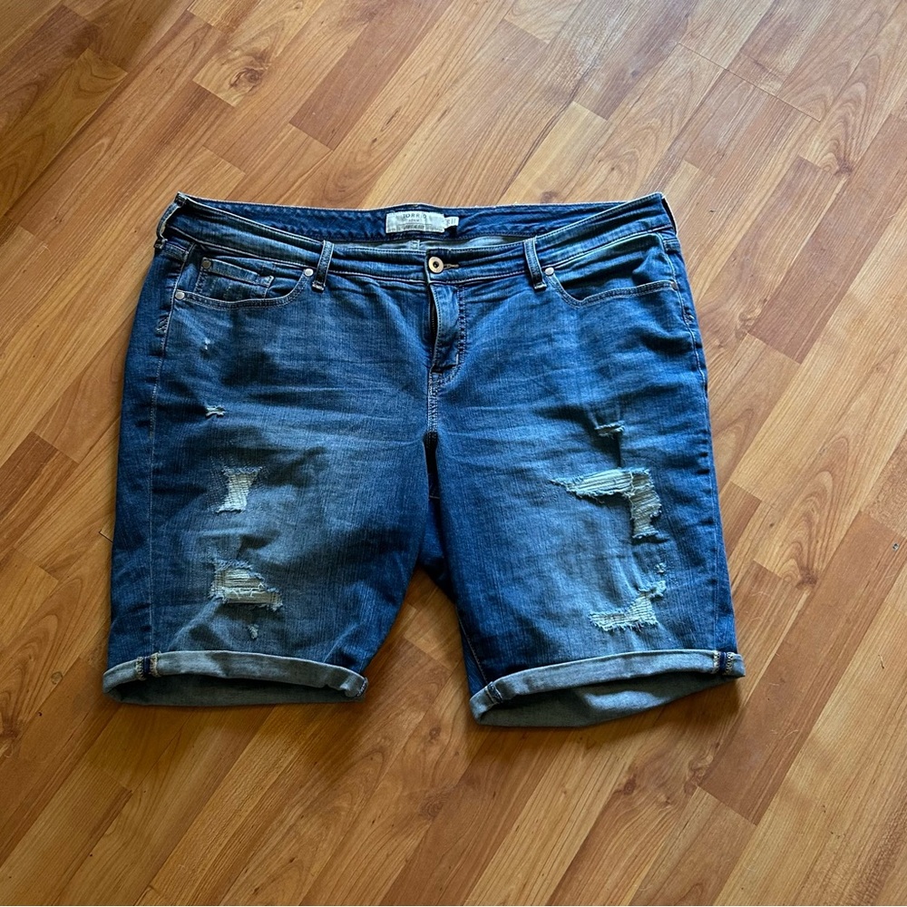 Torrid Blue Jean Shorts Distressed Cuffed Hem